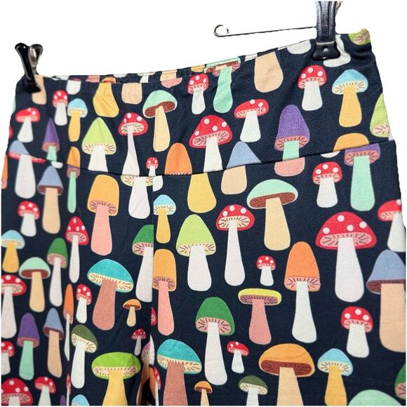 LA Soul Large Soft Colorful Rainbow Mushroom Print Leggings Stretch Ankle Twee - Picture 2 of 5